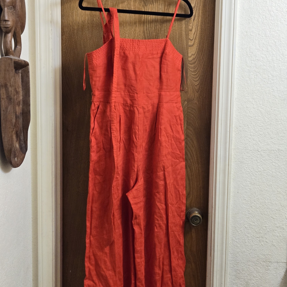 J. Crew  Red Linen Jumpsuit